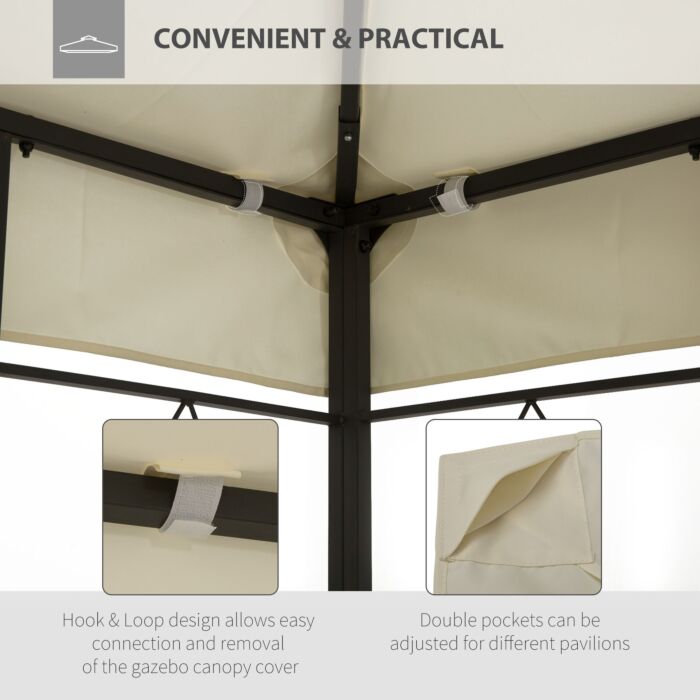 Outsunny 3x4m Gazebo Replacement Roof Canopy 2 Tier Top Uv Cover Garden Patio Outdoor Sun Awning Shelters Cream (top Only)