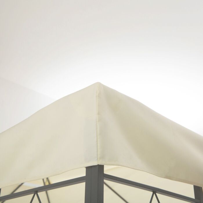 Outsunny 3x4m Gazebo Replacement Roof Canopy 2 Tier Top Uv Cover Garden Patio Outdoor Sun Awning Shelters Cream (top Only)