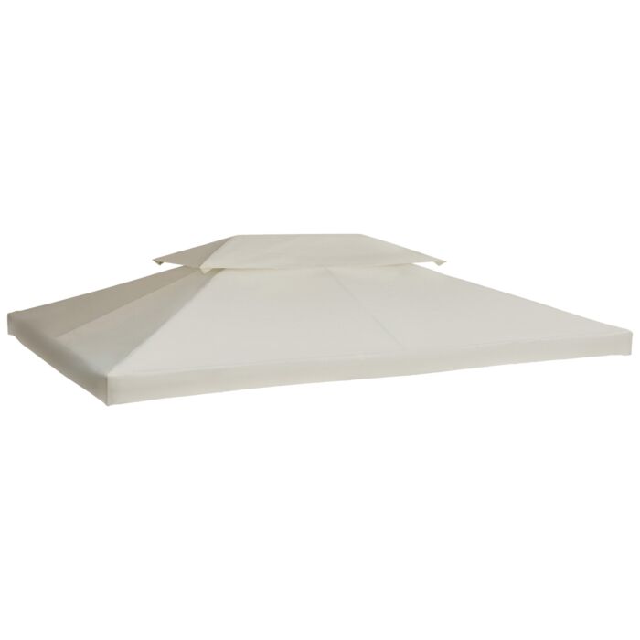Outsunny 3x4m Gazebo Replacement Roof Canopy 2 Tier Top Uv Cover Garden Patio Outdoor Sun Awning Shelters Cream (top Only)
