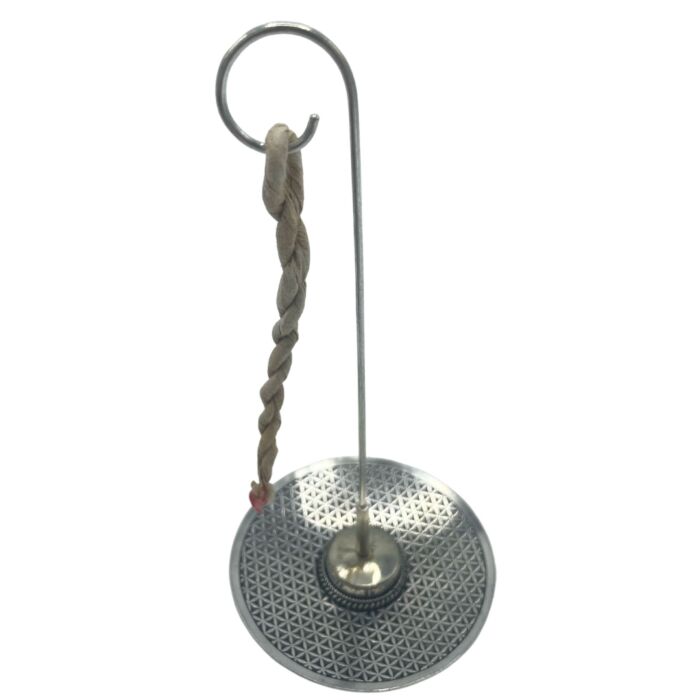 Rope Incense And Silver Plated Holder Set - Flower Of Life