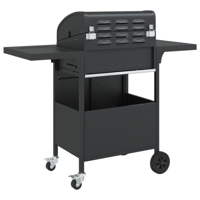 Vidaxl Gas Bbq Grill With 4 Burners Black Powder-coated Steel