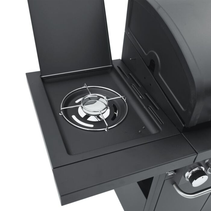 Vidaxl Gas Bbq Grill With 4 Burners Black Powder-coated Steel