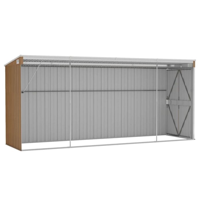 Vidaxl Wall-mounted Garden Shed Brown 118x382x178 Cm Galvanised Steel