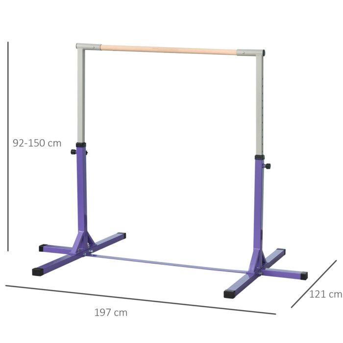 Homcom Steel Frame Adjustable Horizonal Gymnastics Bar For Kids Home Gym Training Children Junior Kip High Bar Fitness Purple