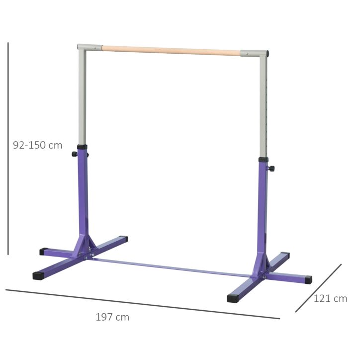 Homcom Steel Frame Adjustable Horizonal Gymnastics Bar For Kids Home Gym Training Children Junior Kip High Bar Fitness Purple