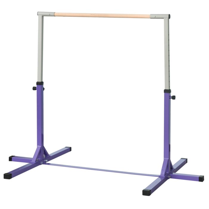 Homcom Steel Frame Adjustable Horizonal Gymnastics Bar For Kids Home Gym Training Children Junior Kip High Bar Fitness Purple