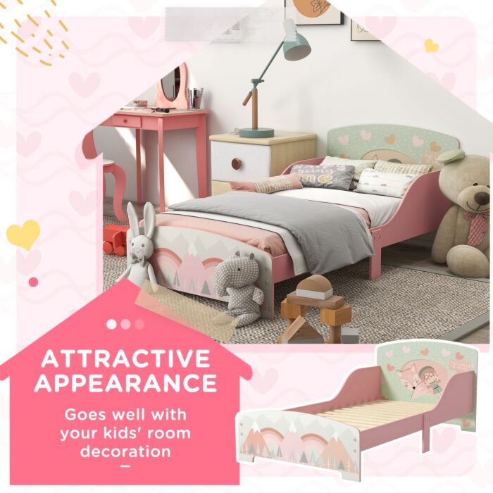 Zonekiz Toddler Bed Frame, Kids Bedroom Furniture For Ages 3-6 Years, Pink