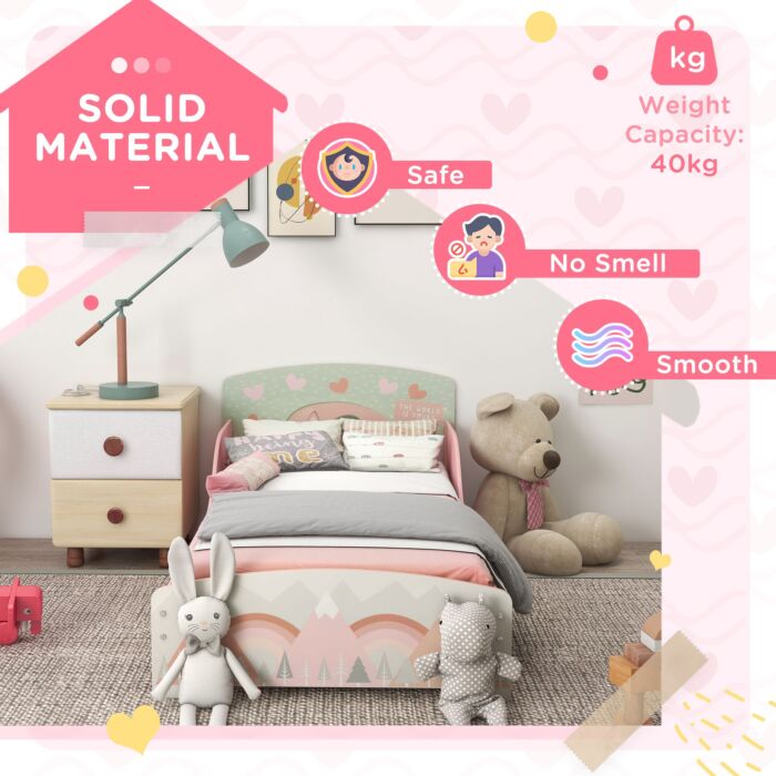Zonekiz Toddler Bed Frame, Kids Bedroom Furniture For Ages 3-6 Years, Pink
