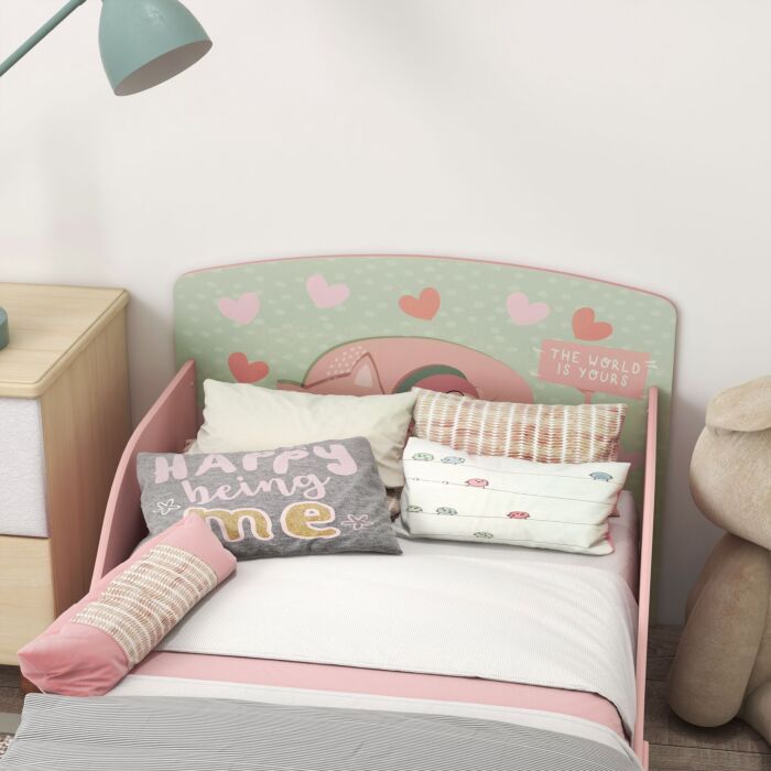 Zonekiz Toddler Bed Frame, Kids Bedroom Furniture For Ages 3-6 Years, Pink