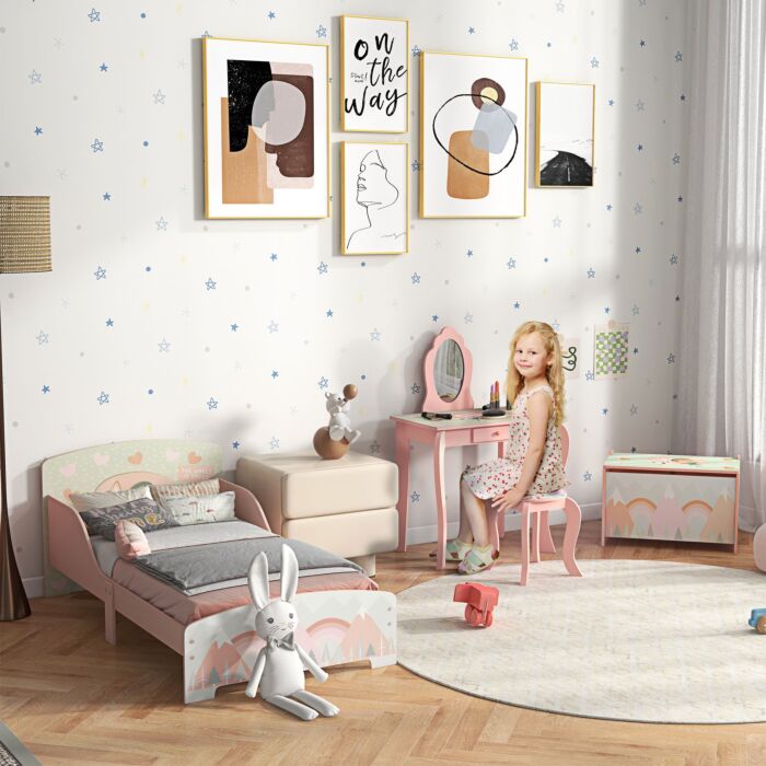 Zonekiz Toddler Bed Frame, Kids Bedroom Furniture For Ages 3-6 Years, Pink