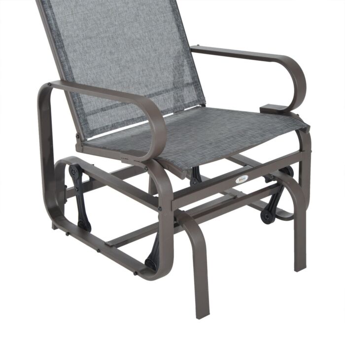 Outsunny Outdoor Gliding Rocking Chair With Sturdy Metal Frame Garden Comfortable Swing Chair, Grey