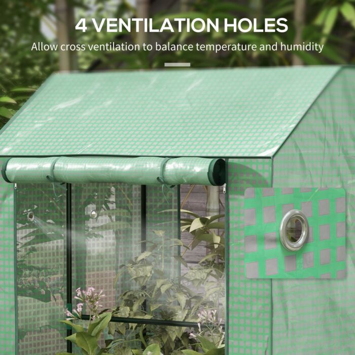 Outsunny 2-room Green House, Mini Greenhouse With 2 Roll-up Doors, Vent Holes And Reinforced Cover, 100 X 80 X 150cm