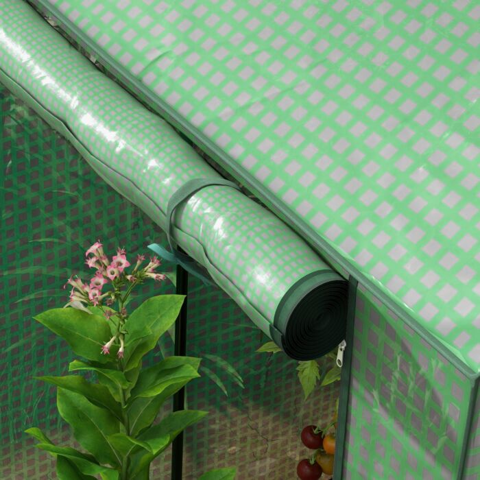 Outsunny 2-room Green House, Mini Greenhouse With 2 Roll-up Doors, Vent Holes And Reinforced Cover, 100 X 80 X 150cm