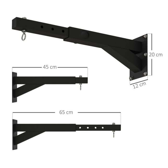 Sportnow Punch Bag Wall Bracket, 5-length Adjustable Boxing Bag Bracket For Kickboxing Muay Thai Punching Training