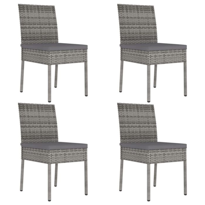 Vidaxl 5 Piece Outdoor Dining Set With Cushions Poly Rattan Grey