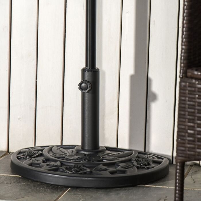 Outsunny Half Round Parasol Base Weighted Umbrella Holder Stand Balcony Black