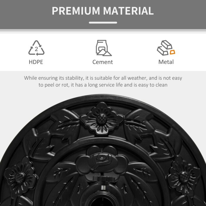 Outsunny Half Round Parasol Base Weighted Umbrella Holder Stand Balcony Black