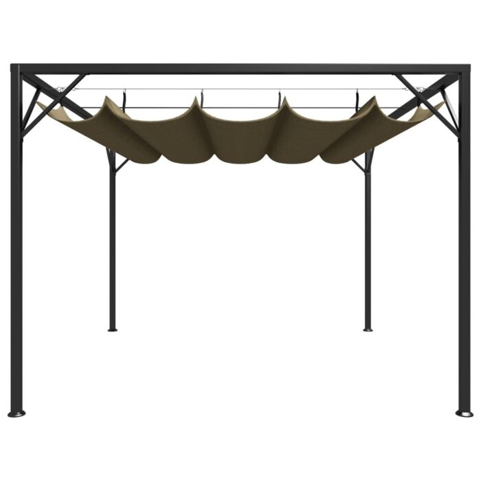 Vidaxl Garden Gazebo With Retractable Roof 3x3 M Taupe 180 G/m²