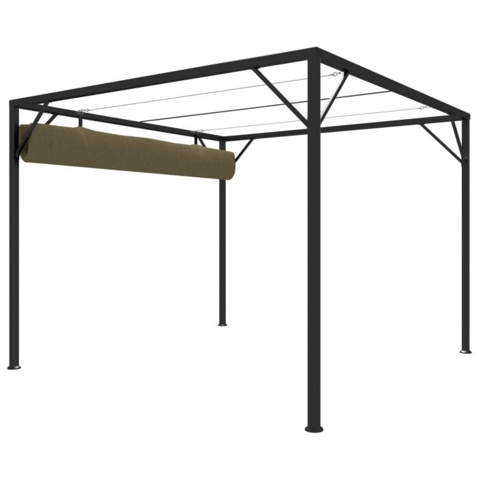 Vidaxl Garden Gazebo With Retractable Roof 3x3 M Taupe 180 G/m²