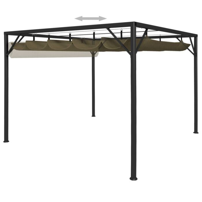Vidaxl Garden Gazebo With Retractable Roof 3x3 M Taupe 180 G/m²