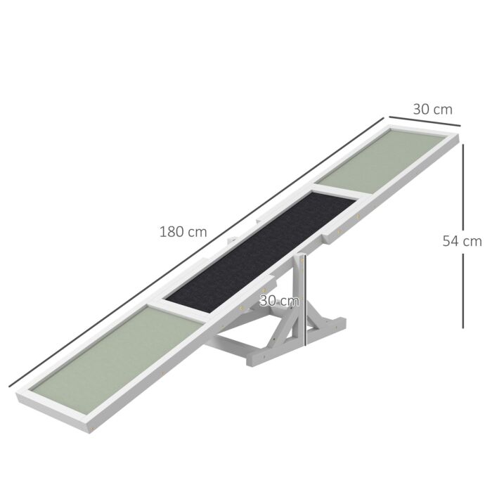 Pawhut Wooden Pet Seesaw For Big Dogs, Dog Agility Equipment With Anti-slip Surface - White