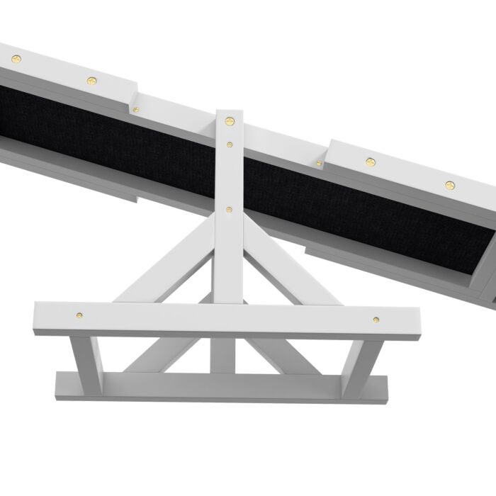 Pawhut Wooden Pet Seesaw For Big Dogs, Dog Agility Equipment With Anti-slip Surface - White