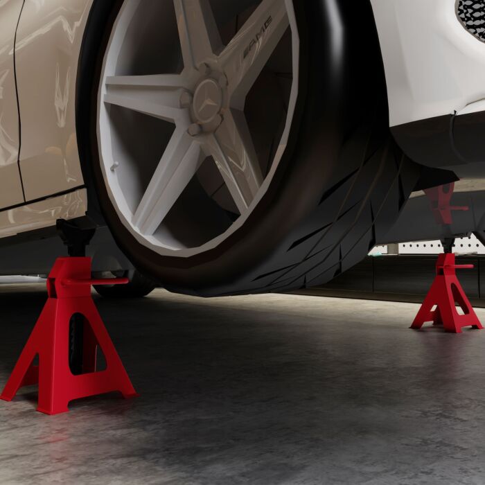 Homcom Axle Stands 3 Ton Car Jack Stands Pack Of 2, 38.5-60 Cm Height Adjustable Support Jack Stand, Heavy Duty Car Lift Tool For Vehicles, Caravans, Workshops, Garages, Red