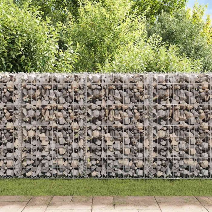 Vidaxl Gabion Wall With Covers Galvanised Steel 600x30x150 Cm