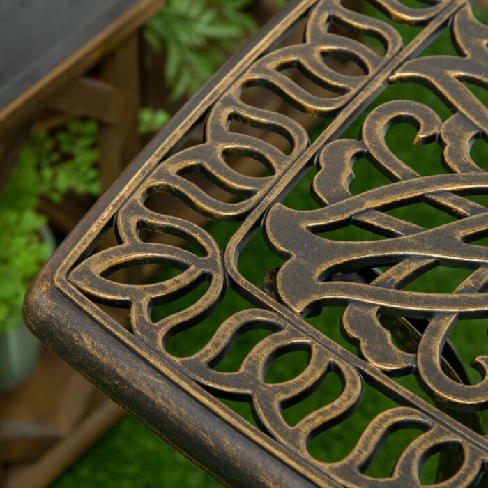 Outsunny Outdoor Patio Side Table With 38mm Dia. Umbrella Hole, Cast Aluminium Patio Coffee Table, 54 X 54cm, Bronze
