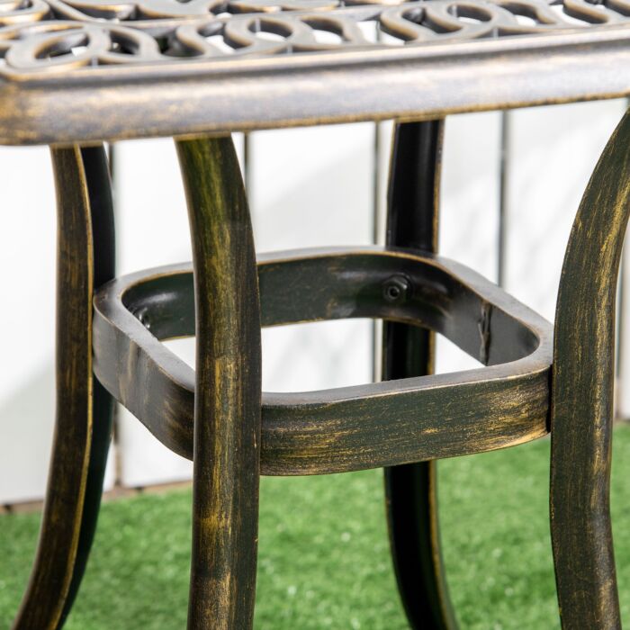Outsunny Outdoor Patio Side Table With 38mm Dia. Umbrella Hole, Cast Aluminium Patio Coffee Table, 54 X 54cm, Bronze