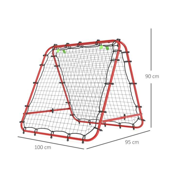 Homcom Double Sided Football Rebounder Net, Football Rebound Goal With 5 Adjustable Angles, Red