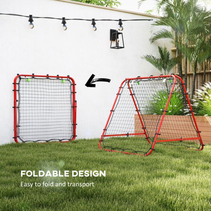 Homcom Double Sided Football Rebounder Net, Football Rebound Goal With 5 Adjustable Angles, Red