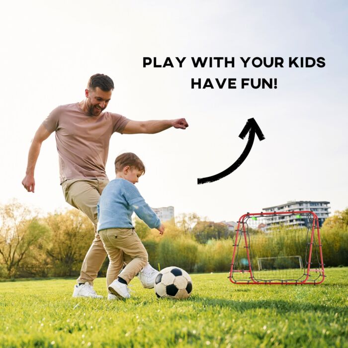 Homcom Double Sided Football Rebounder Net, Football Rebound Goal With 5 Adjustable Angles, Red
