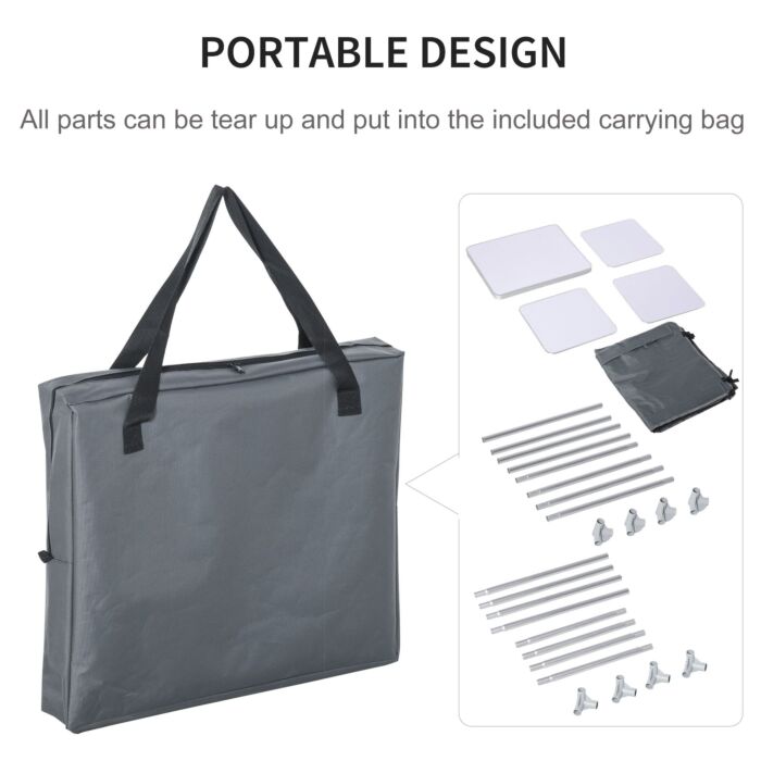 Outsunny 3-shelf Camping Cupboard Camping Kitchen Station Cook Table, Storage Organiser For Bbq Party Picnics Backyards With Carrying Bag, Grey