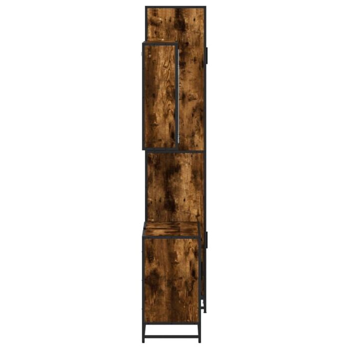 Vidaxl 4 Piece Bathroom Furniture Set Smoked Oak Engineered Wood