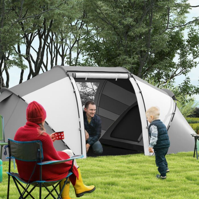 Outsunny 4-6 Man Uv Protection Camping Tent - Charcoal Grey And White