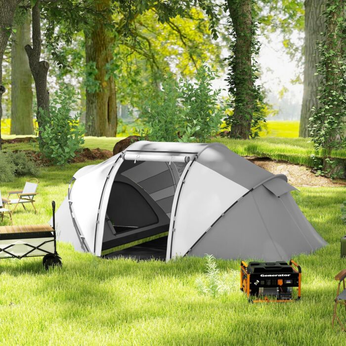 Outsunny 4-6 Man Uv Protection Camping Tent - Charcoal Grey And White