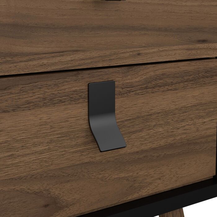Ry Bedside Cabinet 2 Drawer In Matt Black Walnut