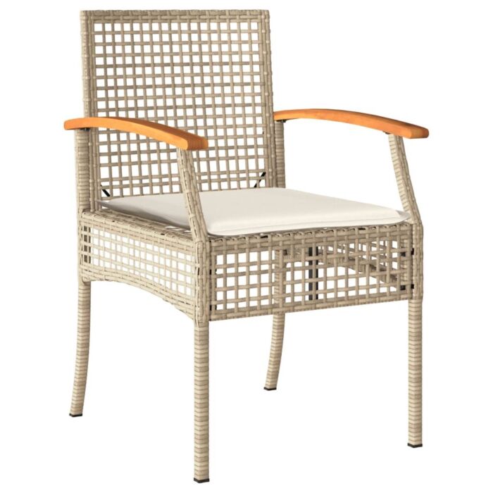 Vidaxl 5 Piece Garden Dining Set With Cushions Beige Poly Rattan