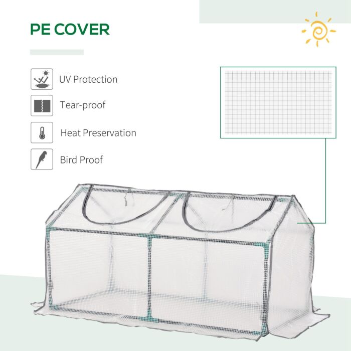 Outsunny Mini Greenhouse Portable Flower Planter Tomato Vegetable House For Garden Backyard With Zipper 120 X 60 X 60 Cm, White