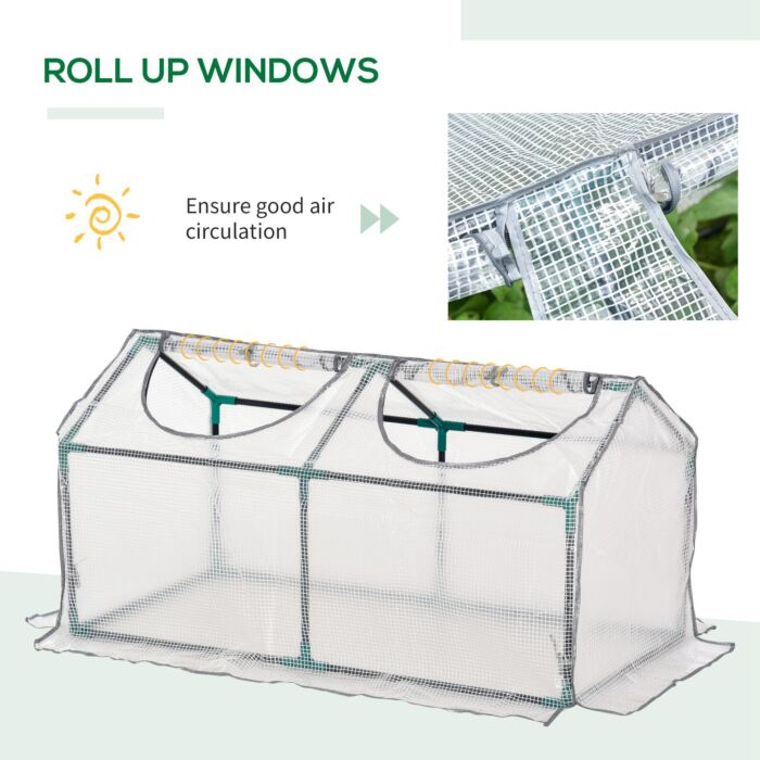 Outsunny Mini Greenhouse Portable Flower Planter Tomato Vegetable House For Garden Backyard With Zipper 120 X 60 X 60 Cm, White