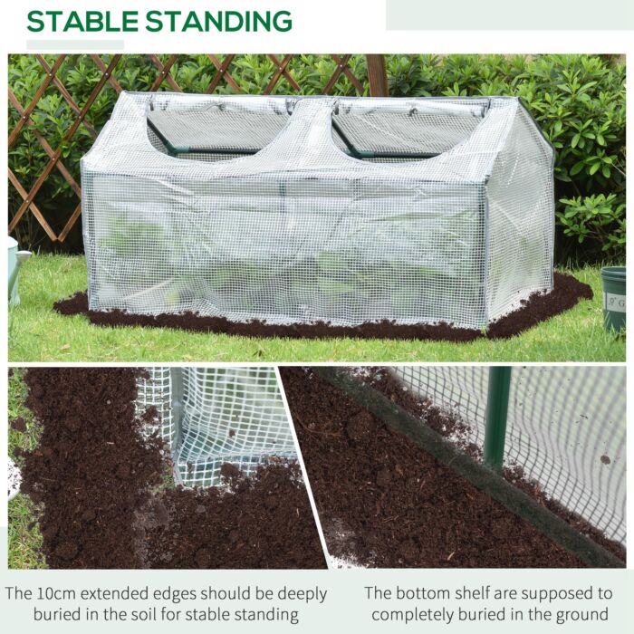 Outsunny Mini Greenhouse Portable Flower Planter Tomato Vegetable House For Garden Backyard With Zipper 120 X 60 X 60 Cm, White
