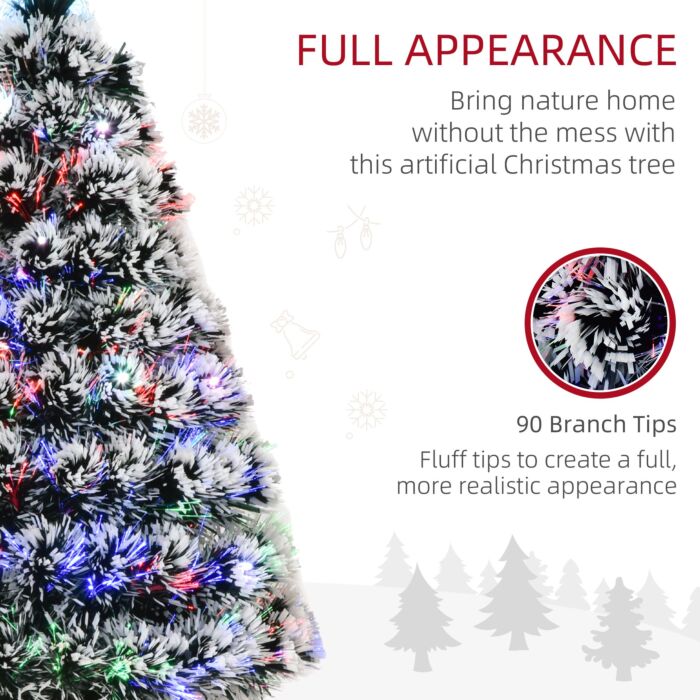 Homcom 3ft 90cm Green/white Artificial Christmas Tree W/ Prelit Led