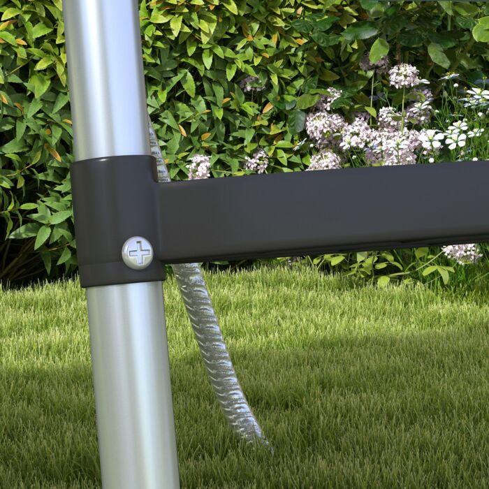 Sportnow Galvanised Steel Trampoline Ladder, 2 Steps/3 Steps Outdoor Trampoline Accessories For 6ft, 8ft, 10ft, 12ft, 13ft, 14ft, 16ft Trampoline, 110l X 32wcm, Silver Tone