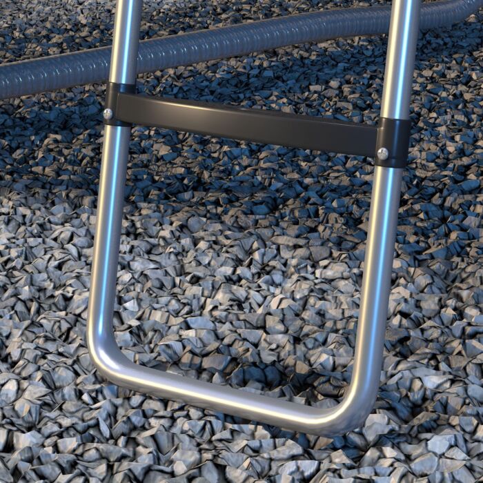 Sportnow Galvanised Steel Trampoline Ladder, 2 Steps/3 Steps Outdoor Trampoline Accessories For 6ft, 8ft, 10ft, 12ft, 13ft, 14ft, 16ft Trampoline, 110l X 32wcm, Silver Tone
