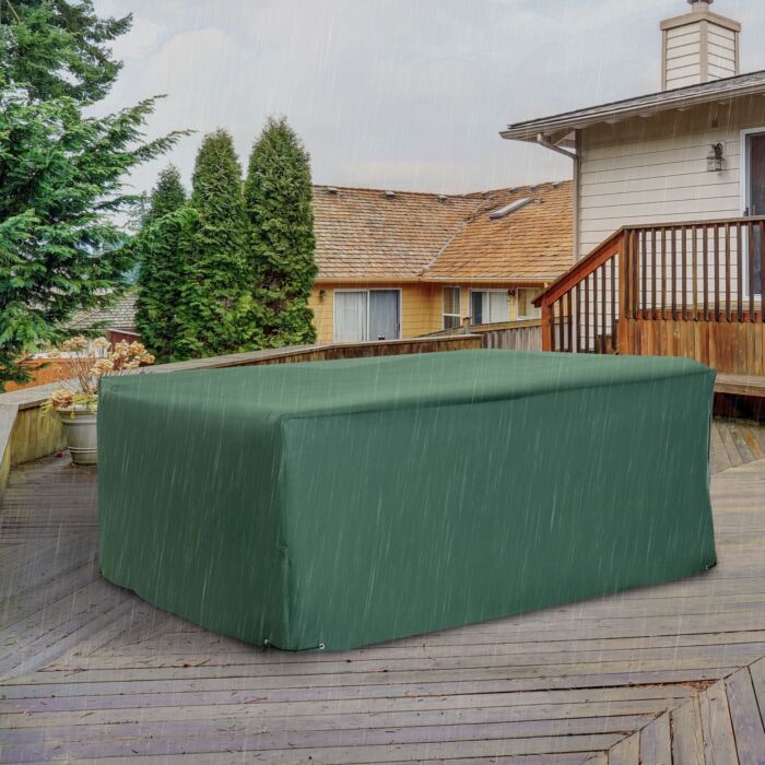 Outsunny 600d Garden Furniture Cover Outdoor Garden Rattan Furniture Protection Oxford Patio Set Cover Waterproof Anti-uv Green 205 X 145 X 70cm