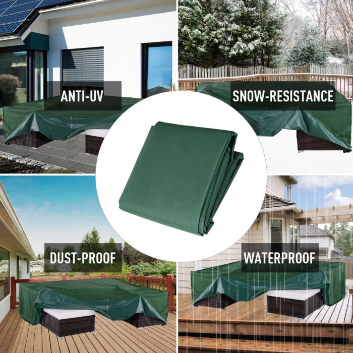 Outsunny 600d Garden Furniture Cover Outdoor Garden Rattan Furniture Protection Oxford Patio Set Cover Waterproof Anti-uv Green 205 X 145 X 70cm
