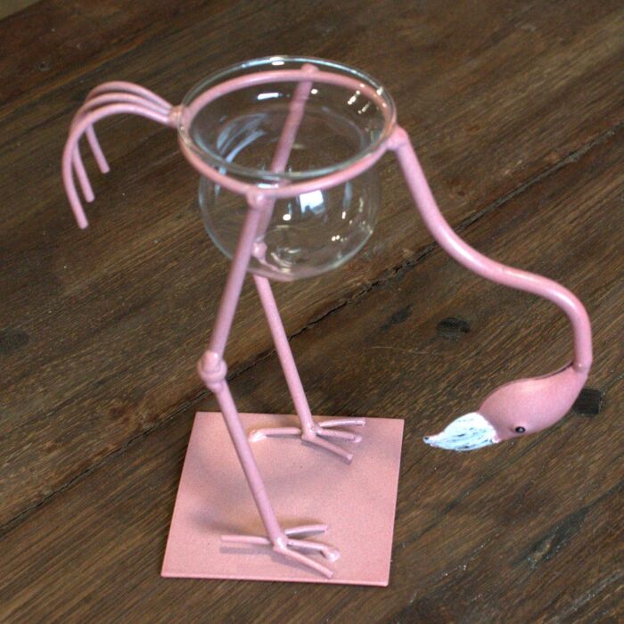 Hydroponic Home Decor - Pink Metal Flamingo Des 3