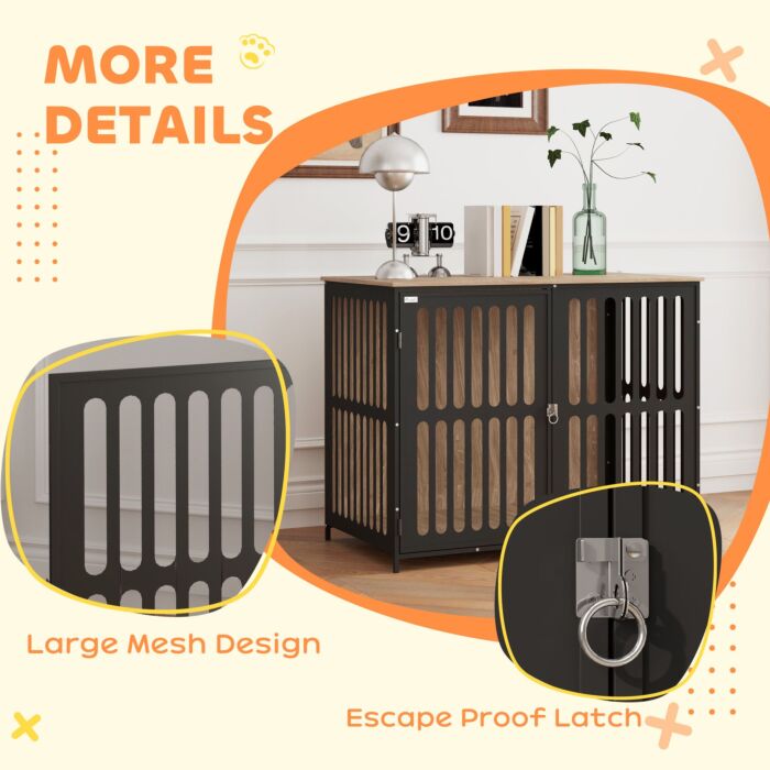 Pawhut Dog Crate Furniture With Anti-chew Resistant Mesh, Anti-escape Single Door, For Large Dogs, 100 X 60 X 81.5 Cm