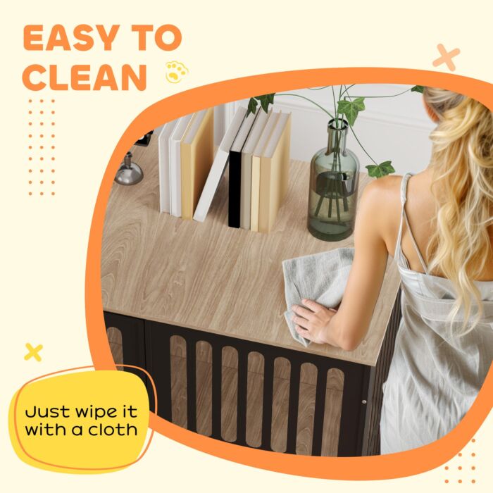 Pawhut Dog Crate Furniture With Anti-chew Resistant Mesh, Anti-escape Single Door, For Large Dogs, 100 X 60 X 81.5 Cm